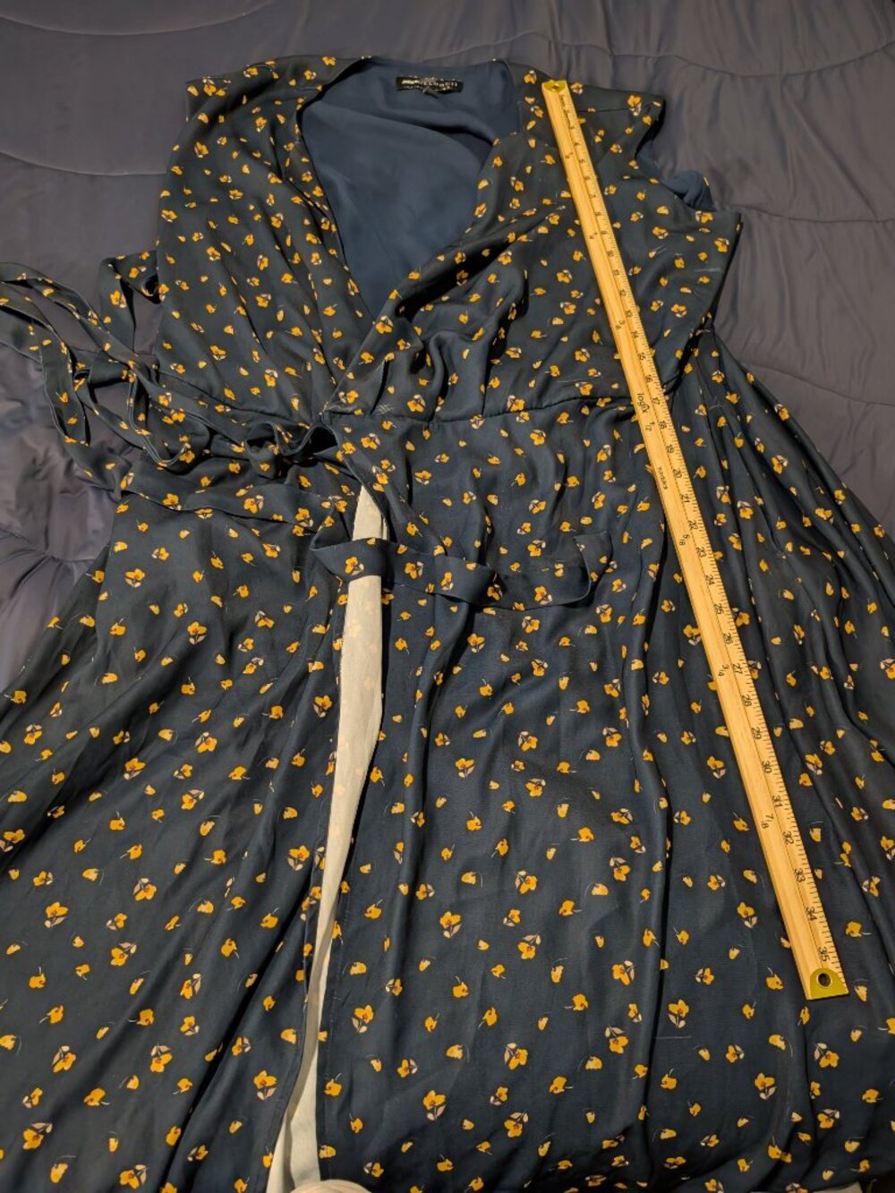 Jason Wu X Eloquii Navy Poppy Wrap Dress Size 20 Long V neck - Picture 3 of 7